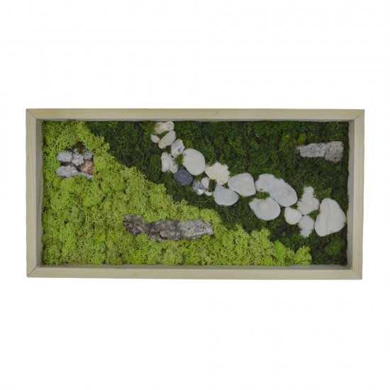 Decorative Scandinavian moss in a wooden frame