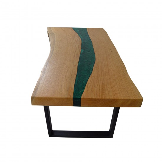 Hermes coffee table with solid wood top and epoxy resin