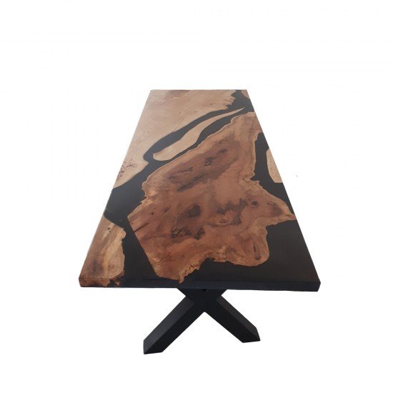 TABLE WITH COUNTERTOP MADE OF SOLID WOOD OAK AND EPOXYDE RESIN DIONYSUS