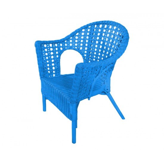 Natural Rattan Furniture, Chair Mykonos blue color