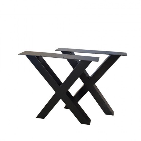 Metal table stand X-shaped